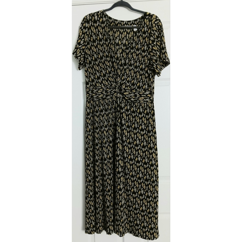 Isaac Mizrahi Live! Dress Women's Size MP Petite Printed Crinkle Knit Maxi SS